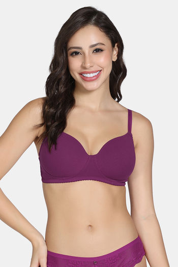 Buy Zivame Padded Non Wired 3/4Th Coverage T-Shirt Bra - Raspberry Radiance